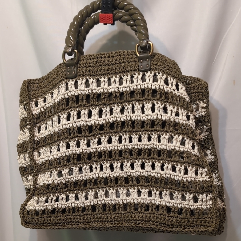 Mehry Mu Chic Boho Brown and White Macrame Handbag